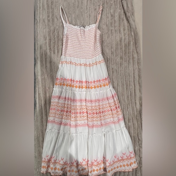 Zara White Maxi Dress with Pink and Orange Accents - Picture 3 of 6